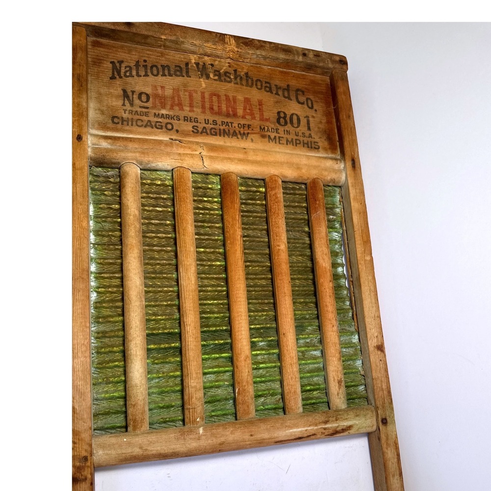 National Washboard Co No 801 Vintage Brass Wood Washboard USA 24in Brown Fair